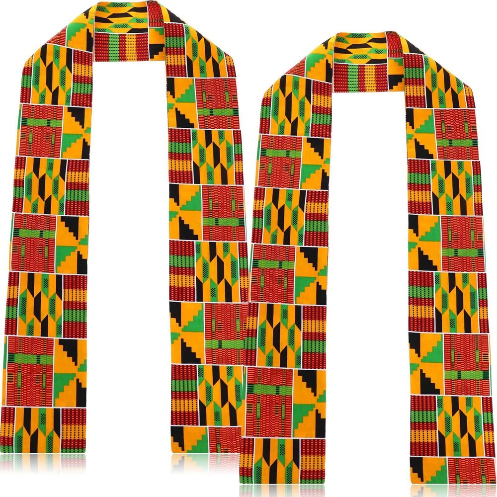 5259 African Kente Scarf Unisex African Print Stole Sash Cloth Scarf